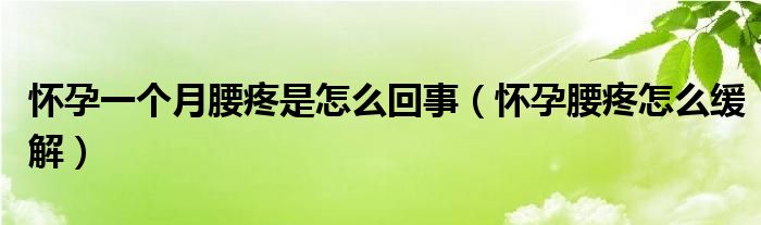 懷孕一個月腰疼是怎么回事（懷孕腰疼怎么緩解）