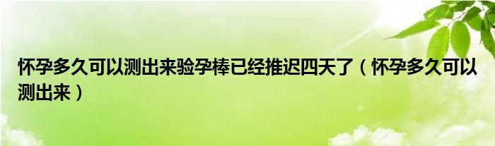 懷孕多久可以測出來驗(yàn)孕棒已經(jīng)推遲四天了（懷孕多久可以測出來）