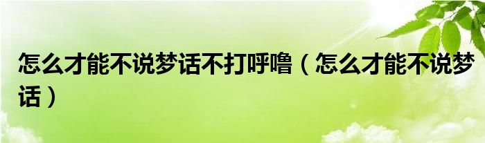 怎么才能不說夢(mèng)話不打呼嚕（怎么才能不說夢(mèng)話）