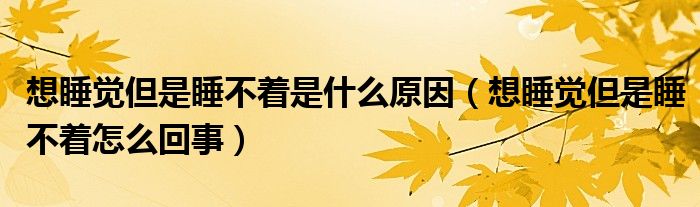 想睡覺(jué)但是睡不著是什么原因（想睡覺(jué)但是睡不著怎么回事）