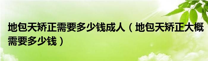 地包天矯正需要多少錢成人（地包天矯正大概需要多少錢）