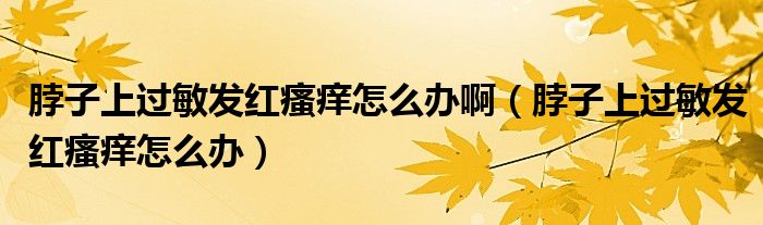 脖子上過敏發(fā)紅瘙癢怎么辦?。ú弊由线^敏發(fā)紅瘙癢怎么辦）