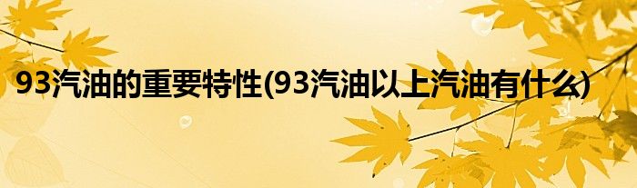 93汽油的重要特性(93汽油以上汽油有什么)