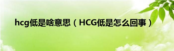 hcg低是啥意思（HCG低是怎么回事）