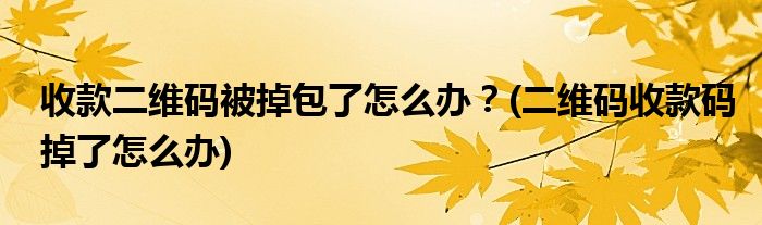 收款二維碼被掉包了怎么辦？(二維碼收款碼掉了怎么辦)