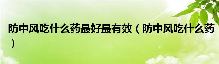 防中風(fēng)吃什么藥最好最有效（防中風(fēng)吃什么藥）