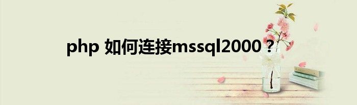php 如何連接mssql2000？