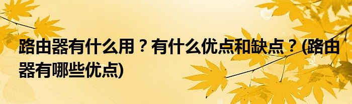 路由器有什么用？有什么優(yōu)點(diǎn)和缺點(diǎn)？(路由器有哪些優(yōu)點(diǎn))