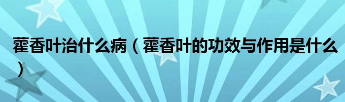 藿香葉治什么?。ㄞ较闳~的功效與作用是什么）