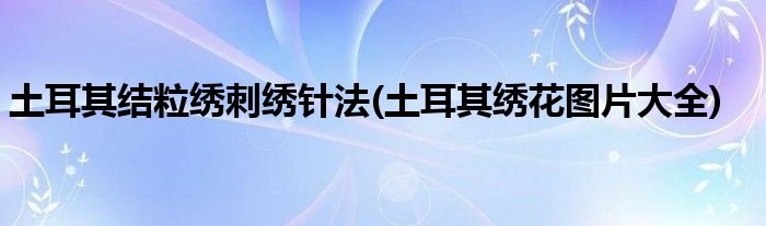 土耳其結(jié)粒繡刺繡針法(土耳其繡花圖片大全)