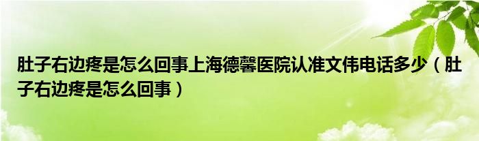 肚子右邊疼是怎么回事上海德馨醫(yī)院認準文偉電話多少（肚子右邊疼是怎么回事）