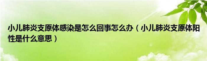 小兒肺炎支原體感染是怎么回事怎么辦(小兒肺炎支原體陽性是什么意思)