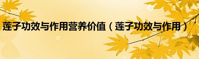蓮子功效與作用營(yíng)養(yǎng)價(jià)值（蓮子功效與作用）