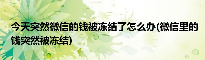 今天突然微信的錢(qián)被凍結(jié)了怎么辦(微信里的錢(qián)突然被凍結(jié))