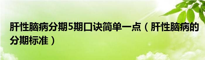 肝性腦病分期5期口訣簡單一點（肝性腦病的分期標準）