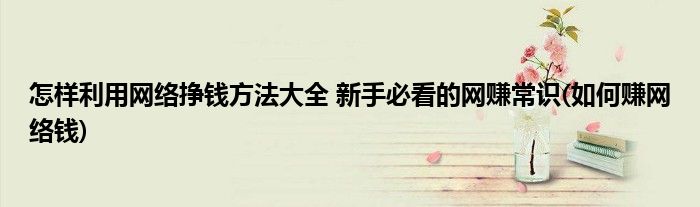 怎樣利用網(wǎng)絡(luò)掙錢方法大全 新手必看的網(wǎng)賺常識(shí)(如何賺網(wǎng)絡(luò)錢)
