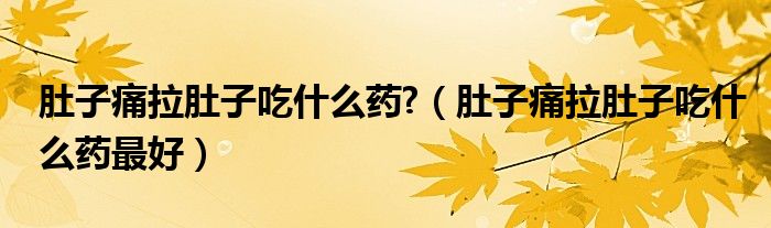 肚子痛拉肚子吃什么藥?（肚子痛拉肚子吃什么藥最好）