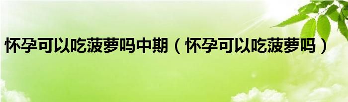 懷孕可以吃菠蘿嗎中期（懷孕可以吃菠蘿嗎）