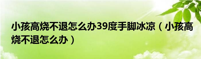 小孩高燒不退怎么辦39度手腳冰涼（小孩高燒不退怎么辦）