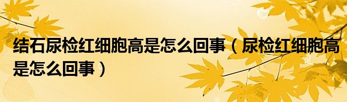 結(jié)石尿檢紅細(xì)胞高是怎么回事（尿檢紅細(xì)胞高是怎么回事）