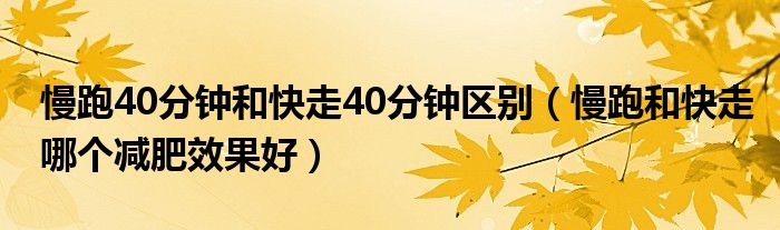 慢跑40分鐘和快走40分鐘區(qū)別（慢跑和快走哪個(gè)減肥效果好）