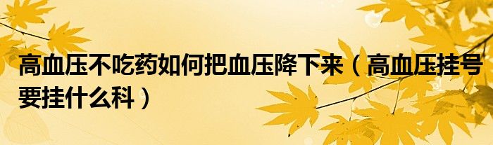 高血壓不吃藥如何把血壓降下來(lái)（高血壓掛號(hào)要掛什么科）