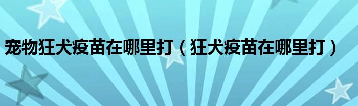 寵物狂犬疫苗在哪里打（狂犬疫苗在哪里打）