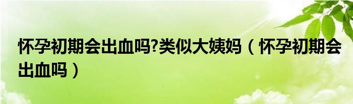 懷孕初期會出血嗎?類似大姨媽（懷孕初期會出血嗎）