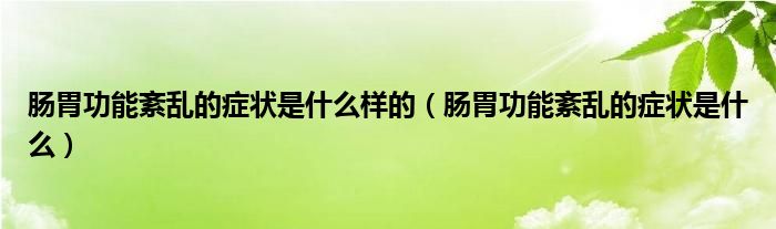 腸胃功能紊亂的癥狀是什么樣的（腸胃功能紊亂的癥狀是什么）