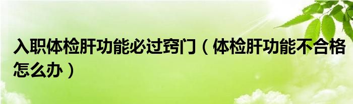 入職體檢肝功能必過竅門（體檢肝功能不合格怎么辦）