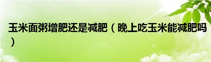 玉米面粥增肥還是減肥（晚上吃玉米能減肥嗎）