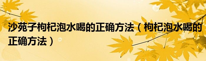 沙苑子枸杞泡水喝的正確方法（枸杞泡水喝的正確方法）