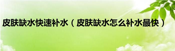 皮膚缺水快速補(bǔ)水（皮膚缺水怎么補(bǔ)水最快）