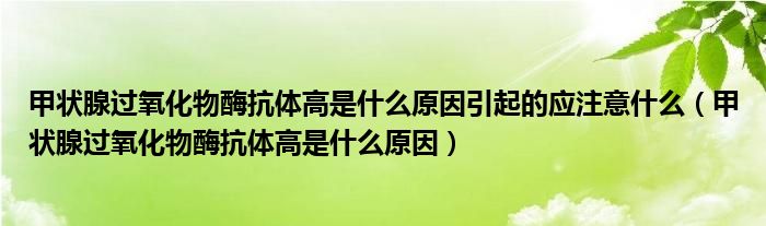 甲狀腺過(guò)氧化物酶抗體高是什么原因引起的應(yīng)注意什么（甲狀腺過(guò)氧化物酶抗體高是什么原因）