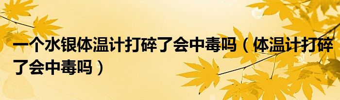 一個(gè)水銀體溫計(jì)打碎了會中毒嗎（體溫計(jì)打碎了會中毒嗎）