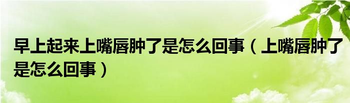 早上起來上嘴唇腫了是怎么回事（上嘴唇腫了是怎么回事）