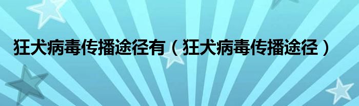 狂犬病毒傳播途徑有（狂犬病毒傳播途徑）