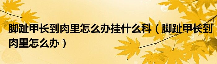 腳趾甲長(zhǎng)到肉里怎么辦掛什么科（腳趾甲長(zhǎng)到肉里怎么辦）