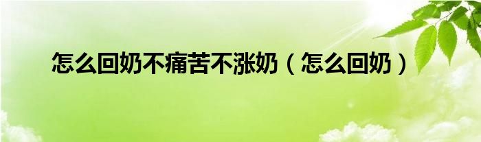 怎么回奶不痛苦不漲奶（怎么回奶）