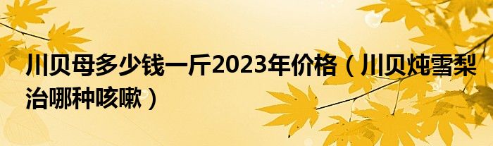 川貝母多少錢一斤2023年價格（川貝燉雪梨治哪種咳嗽）