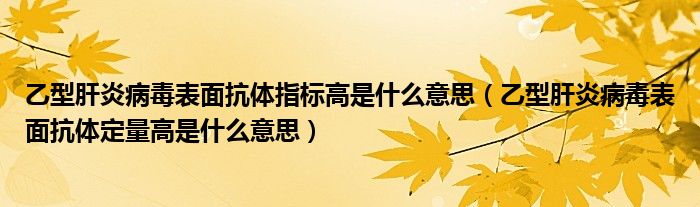 乙型肝炎病毒表面抗體指標高是什么意思（乙型肝炎病毒表面抗體定量高是什么意思）