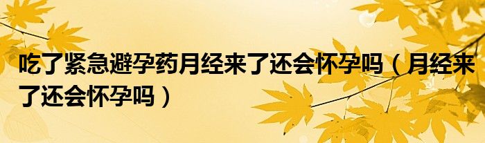 吃了緊急避孕藥月經來了還會懷孕嗎（月經來了還會懷孕嗎）