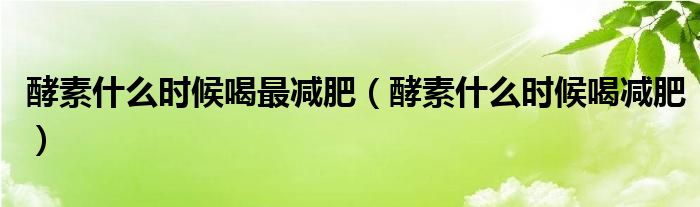 酵素什么時(shí)候喝最減肥（酵素什么時(shí)候喝減肥）