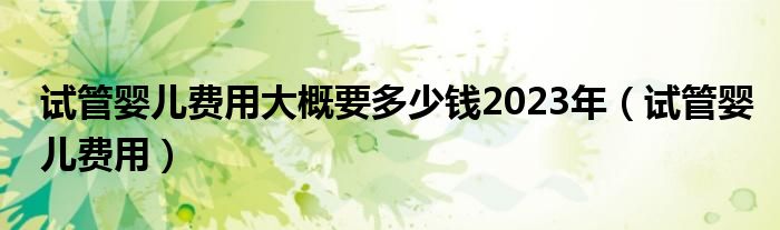 試管嬰兒費(fèi)用大概要多少錢2023年（試管嬰兒費(fèi)用）