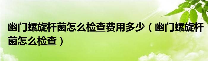 幽門螺旋桿菌怎么檢查費(fèi)用多少（幽門螺旋桿菌怎么檢查）