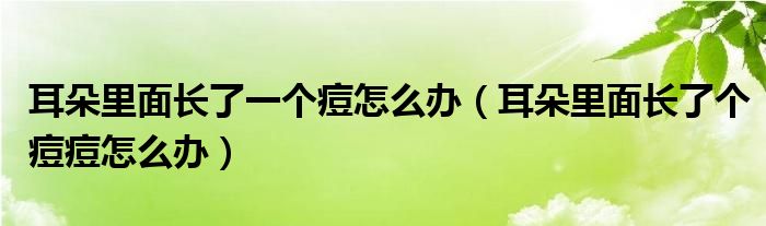 耳朵里面長(zhǎng)了一個(gè)痘怎么辦（耳朵里面長(zhǎng)了個(gè)痘痘怎么辦）