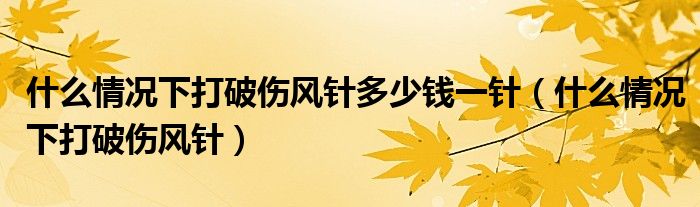 什么情況下打破傷風(fēng)針多少錢(qián)一針（什么情況下打破傷風(fēng)針）