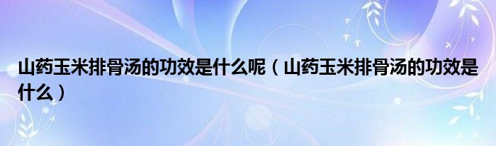 山藥玉米排骨湯的功效是什么呢（山藥玉米排骨湯的功效是什么）