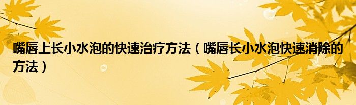 嘴唇上長小水泡的快速治療方法（嘴唇長小水泡快速消除的方法）