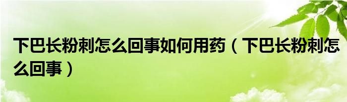 下巴長粉刺怎么回事如何用藥（下巴長粉刺怎么回事）